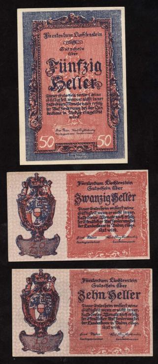 Liechtenstein P.1-3 10 - 50 Heller (1920) (1) 