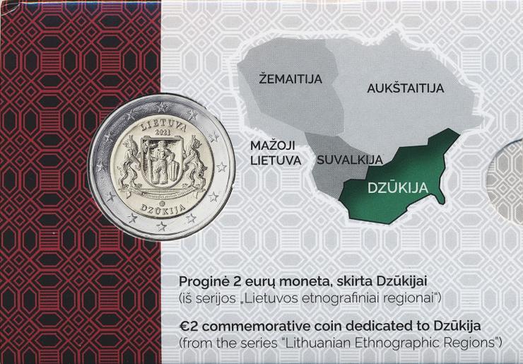 Litauen 2 Euro 2021 Dzukija (Region) Coincard 
