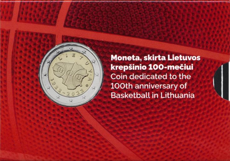 Litauen 2 Euro 2022 Basketball Coincard 