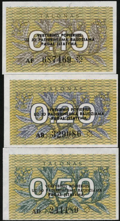 Litauen / Lithuania P.29b - 31b 0,10-0,50 Talonas 1991 (1) 