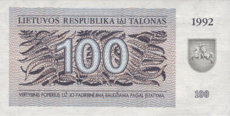 Litauen / Lithuania P.42 100 (Talonas) 1992 (1) 