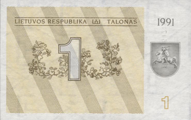 Litauen / Lithuania P.32a 1 (Talonas) 1991 (1) 