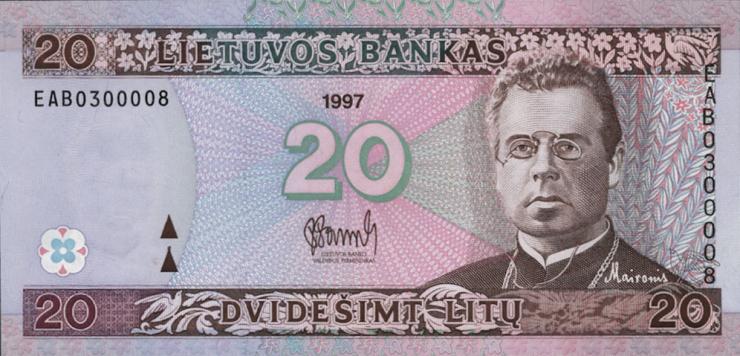 Litauen / Lithuania P.60 20 Litu 1997 (1) 