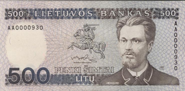 Litauen / Lithuania P.51 500 Litu 1991 (1) 