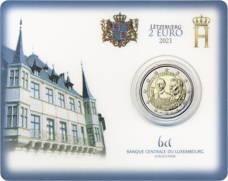 Luxemburg 2 Euro 2021 100. Geburtstag des Großherzogs Jean Coincard 