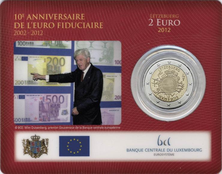 Luxemburg 2 Euro 2012 Euro-Bargeld in Coincard 