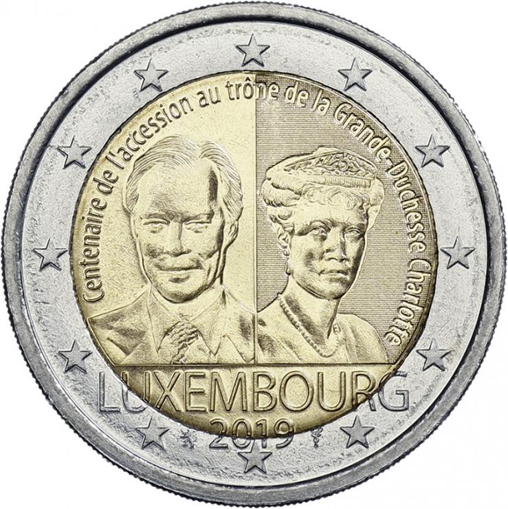 Luxemburg 2 Euro 2019 100. Jahrestag der Thronbesteigung Großherzogin Charlotte 