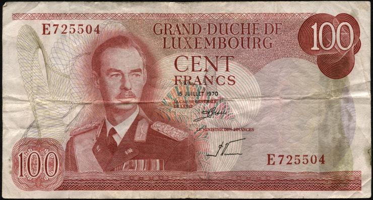 Luxemburg / Luxembourg P.56 100 Francs 1970 (2) 