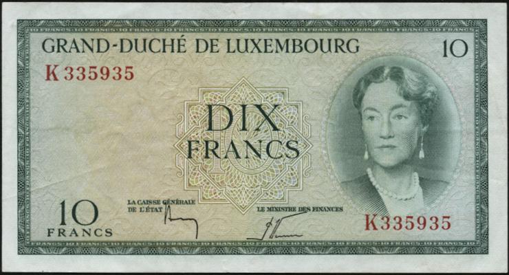 Luxemburg / Luxembourg P.48 10 Francs (1955) (3) 
