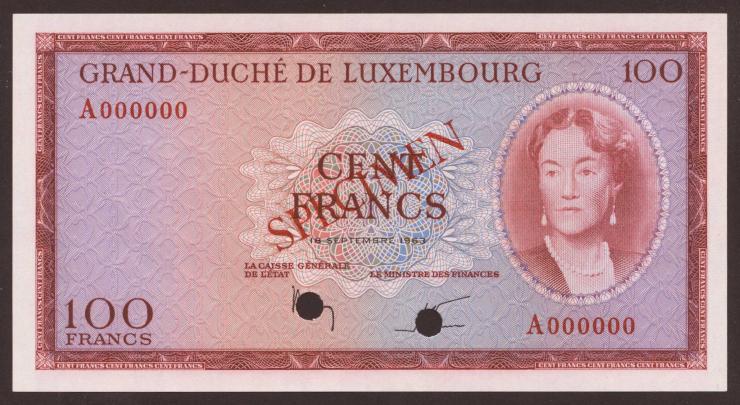 Luxemburg / Luxembourg P.52s 100 Francs 1963 Specimen (1) 