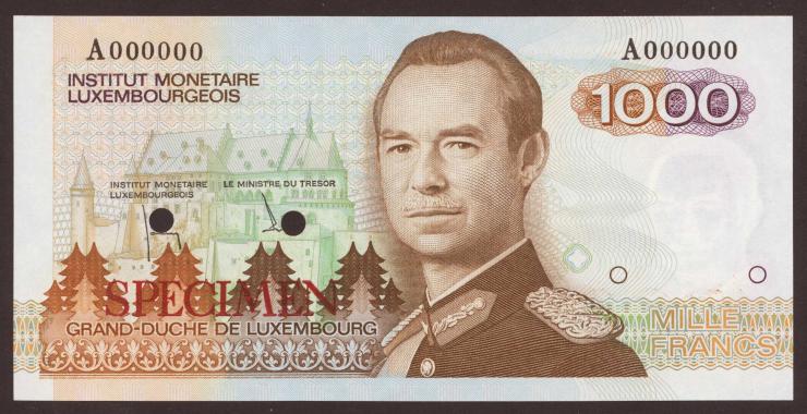 Luxemburg / Luxembourg P.59s2 1000 Francs (1985) Specimen (1) 