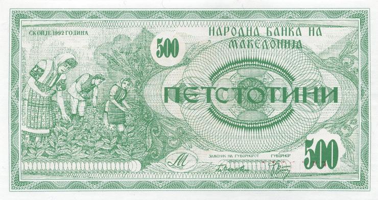 Mazedonien / Macedonia P.05 500 Denari 1992 (1) 