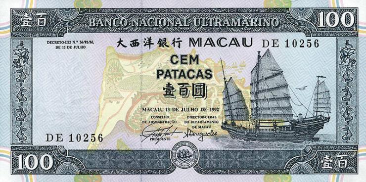 Macau / Macao P.068 100 Patacas 1992 (1) 