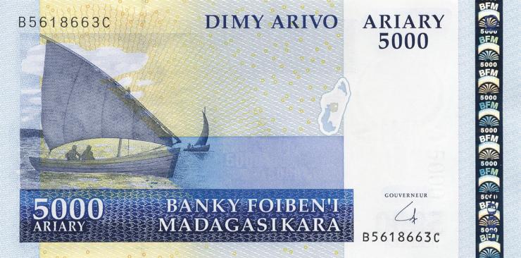 Madagaskar P.091b 5000 Ariary (2008) ohne "Francs" (1) 