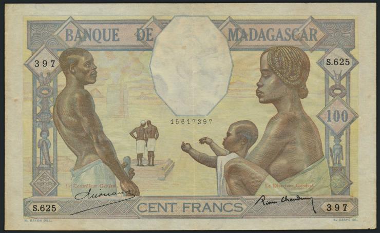 Madagaskar P.040 100 Francs (ca.1937) (3+) 
