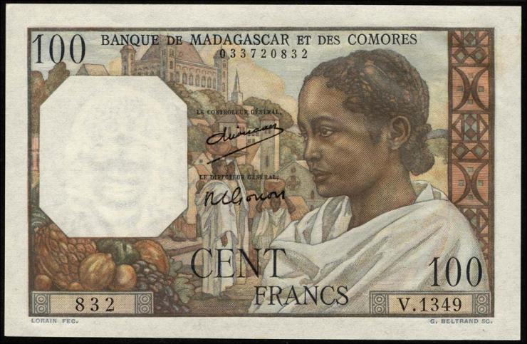 Madagaskar P.046a 100 Francs (ca. 1950-51) (1) 
