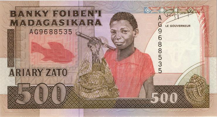 Madagaskar P.071b 500 Francs = 100 Ariay (1988-93) (1) 