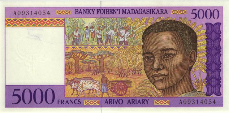 Madagaskar P.078a 5000 Francs (1995) (1) 