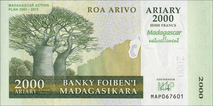 Madagaskar P.093  2000 Ariary (2007) Gedenkbanknote (1) 