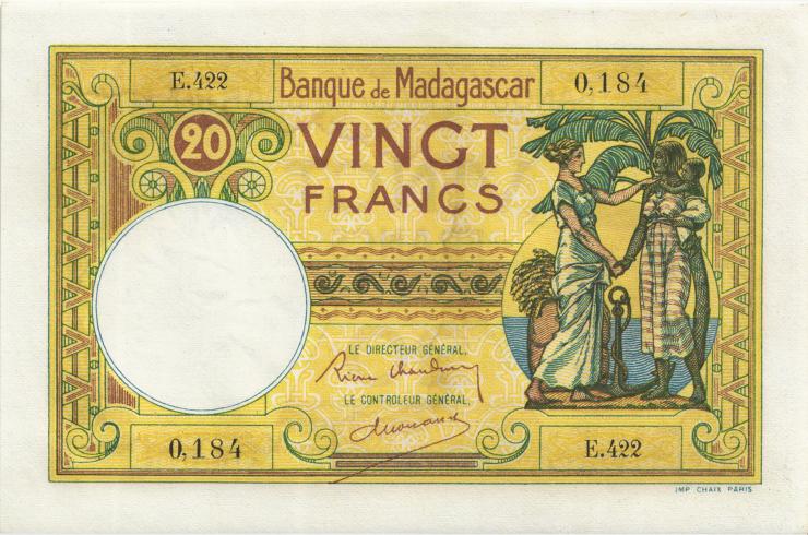 Madagaskar P.037 20 Francs (ca. 1937 - 1947) (1) 