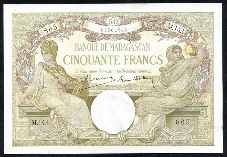 Madagaskar P.038 50 Francs (ca. 1937-47) (2+) 