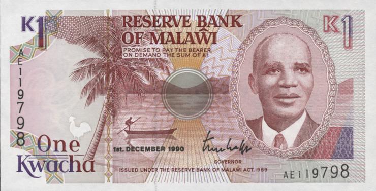 Malawi P.23a 1 Kwacha 1990 (1) 