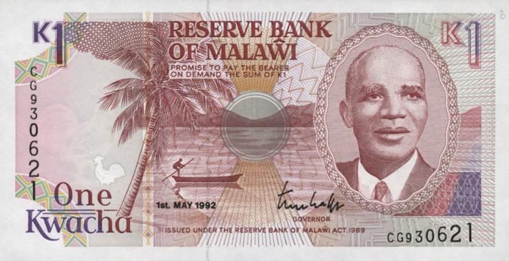 Malawi P.23b 1 Kwacha 1992 (1) 