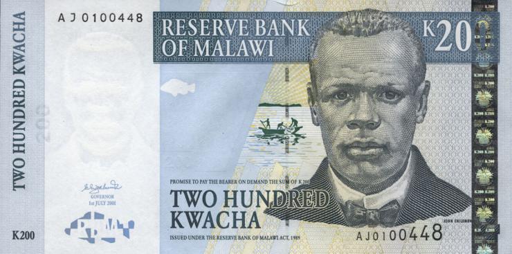 Malawi P.47a 200 Kwacha 2001 (1) 
