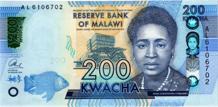 Malawi P.60c 200 Kwacha 2016 (1) 