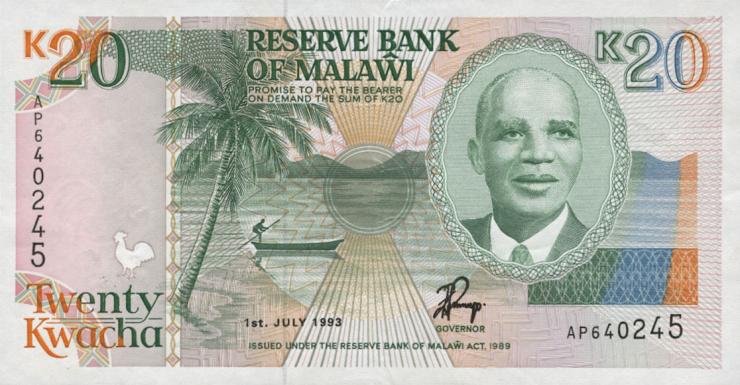 Malawi P.27 20 Kwacha 1993 (1) 