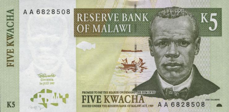 Malawi P.36a 5 Kwacha 1997 AA (1) 