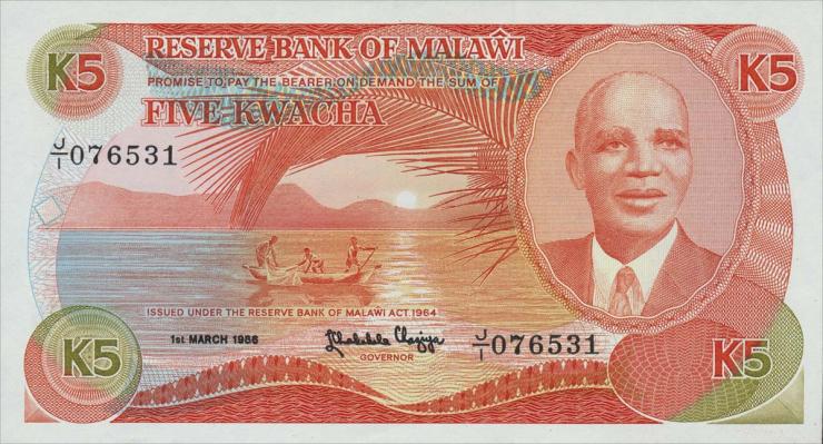Malawi P.20a 5 Kwacha 1986 (1) 