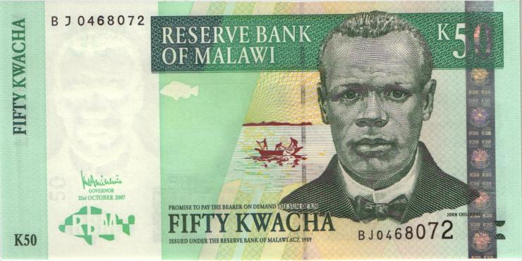 Malawi P.53c 50 Kwacha 2007 (1) 