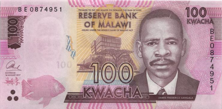 Malawi P.65c 100 Kwacha 2017 (1) 