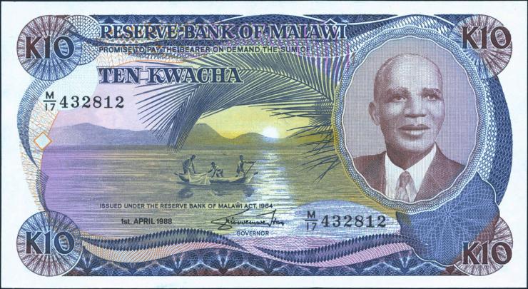 Malawi P.21b 10 Kwacha 1988 (1) 
