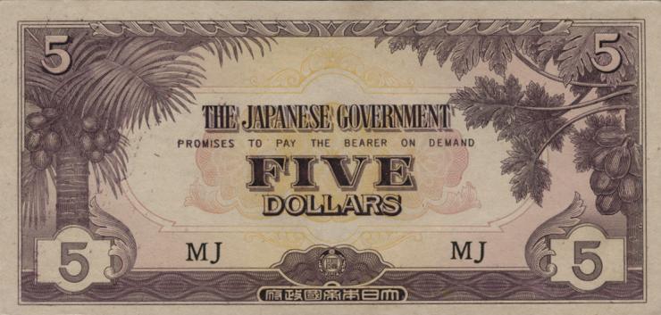 Malaya-Jap.Besetzung P.M 06b 5 Dollars (1942) 