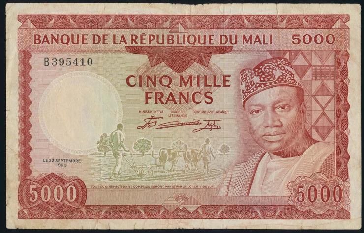 Mali P.10 5000 Francs 1960 (3-) 