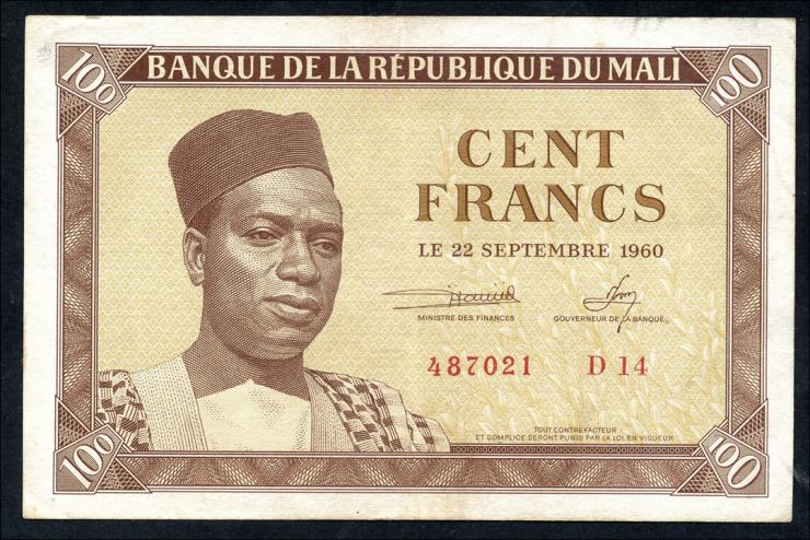 Mali P.02 100 Francs 1960 (3+) 