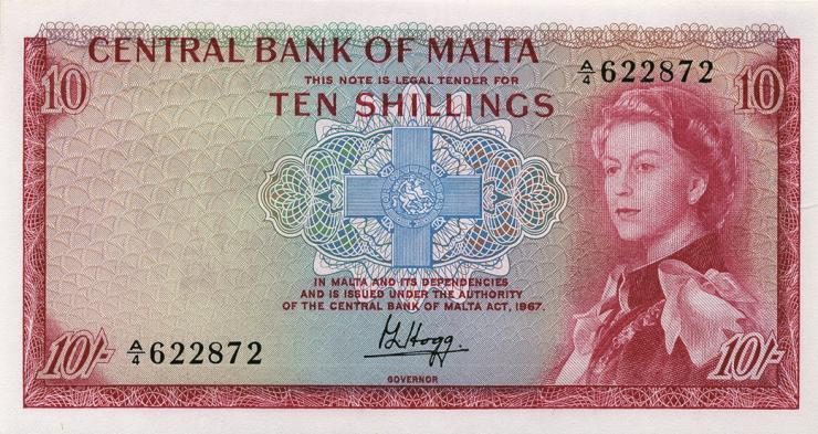 Malta P.28 10 Shillings 1967 (1) 