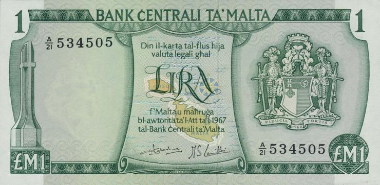 Malta P.31c 1 Lira 1967 (1973) (1) 