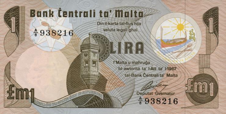 Malta P.34a 1 Lira 1967 (1979) (1) 