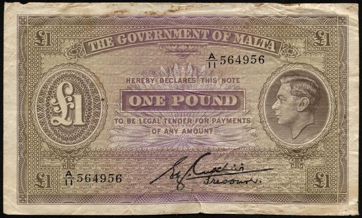 Malta P.20b 1 Pound (1943) (4) 