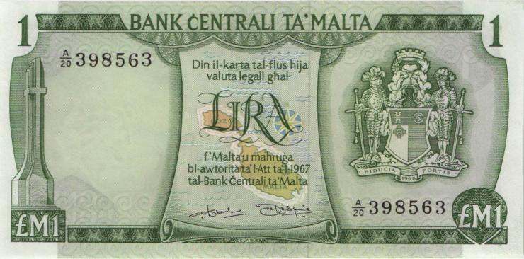 Malta P.31b 1 Lira 1967 (1973) (1) 