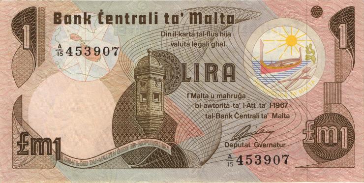 Malta P.34b 1 Lira 1967 (1979) (3) 