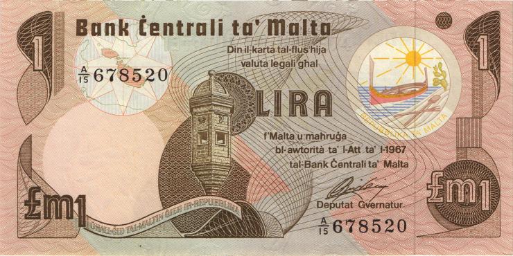 Malta P.34b 1 Lira 1967 (1979) (2) 