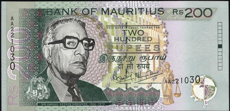 Mauritius P.52a 200 Rupien 1999 (1) 