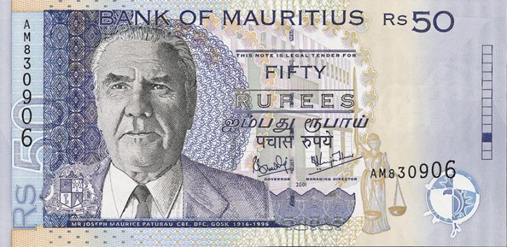 Mauritius P.50b 50 Rupien 2001 (1) 