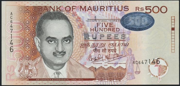 Mauritius P.53a 500 Rupien 1999 (2) 