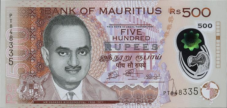 Mauritius P.Neu 500 Rupien 2022 (1) 