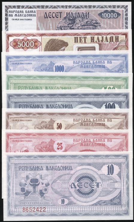 Mazedonien / Macedonia P.01-08 10-10000 Denari 1992 (1) 